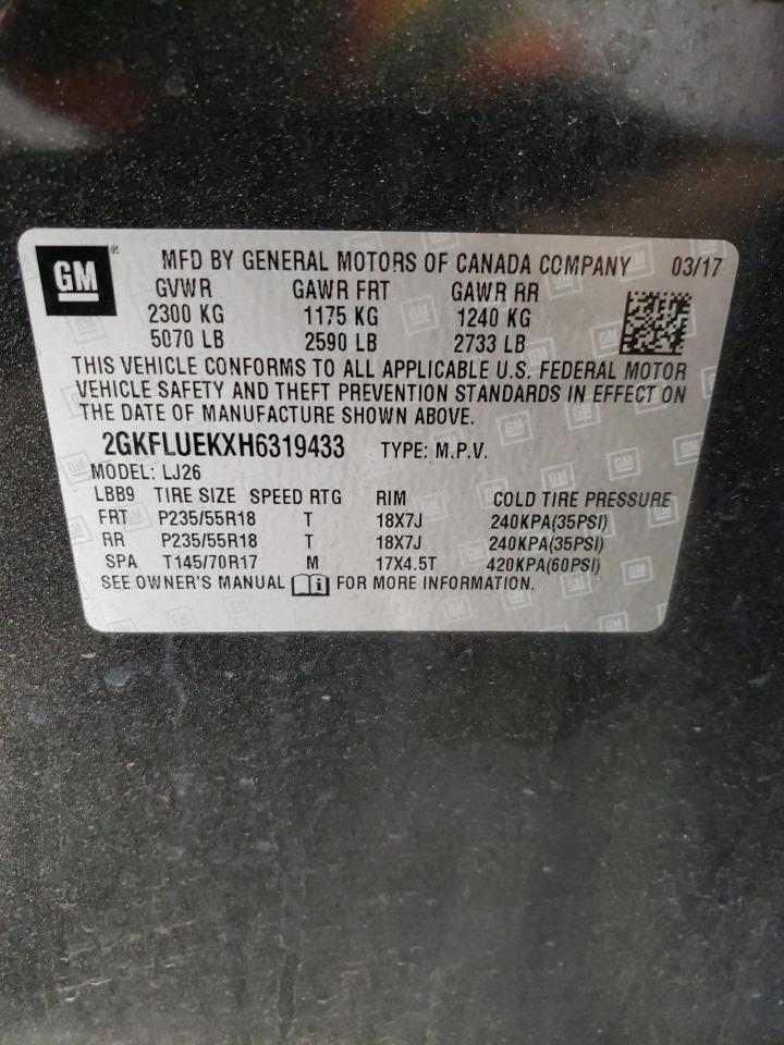 2017 GMC Terrain VIN 2GKFLUEKXH6319433 Copart auction photo, front end damage thumbnail 14