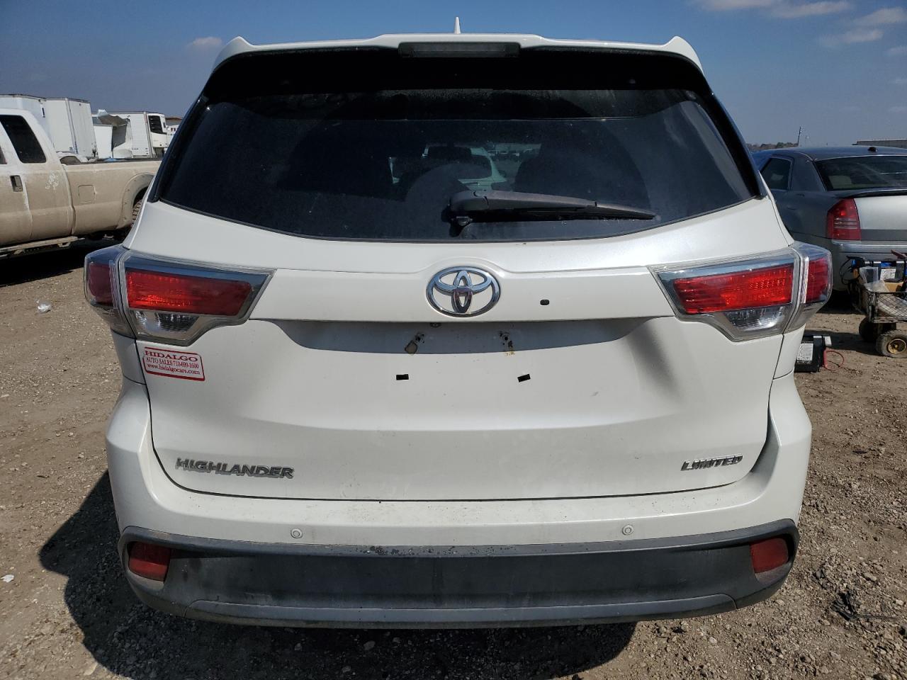 2016 Toyota Highlander VIN 5TDYKRFH9GS151747 Copart auction photo, front end / side damage thumbnail 6