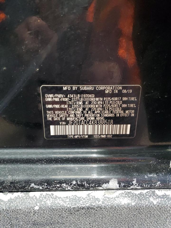 2019 Subaru XV VIN JF2GTACC4K8388518 Copart auction photo, all over damage thumbnail 14