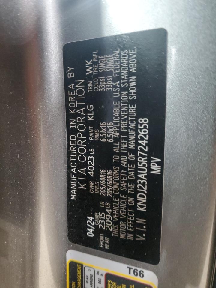 2024 KIA Soul VIN KNDJ23AU5R7242658 Copart auction photo, all over / front end damage thumbnail 13