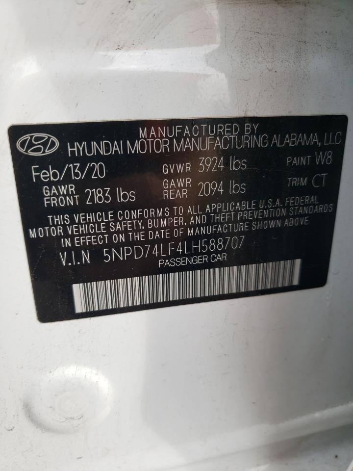 2020 Hyundai Elantra VIN 5NPD74LF4LH588707 Copart auction photo, front end damage thumbnail 13