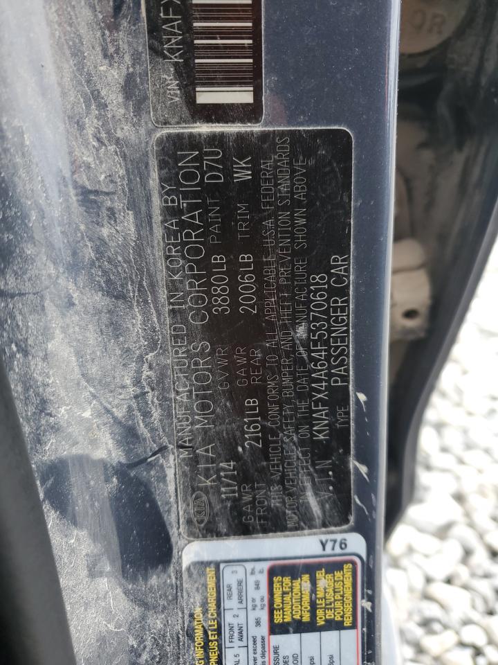 2015 KIA Forte VIN KNAFX4A64F5370618 Copart auction photo, water/flood damage thumbnail 13