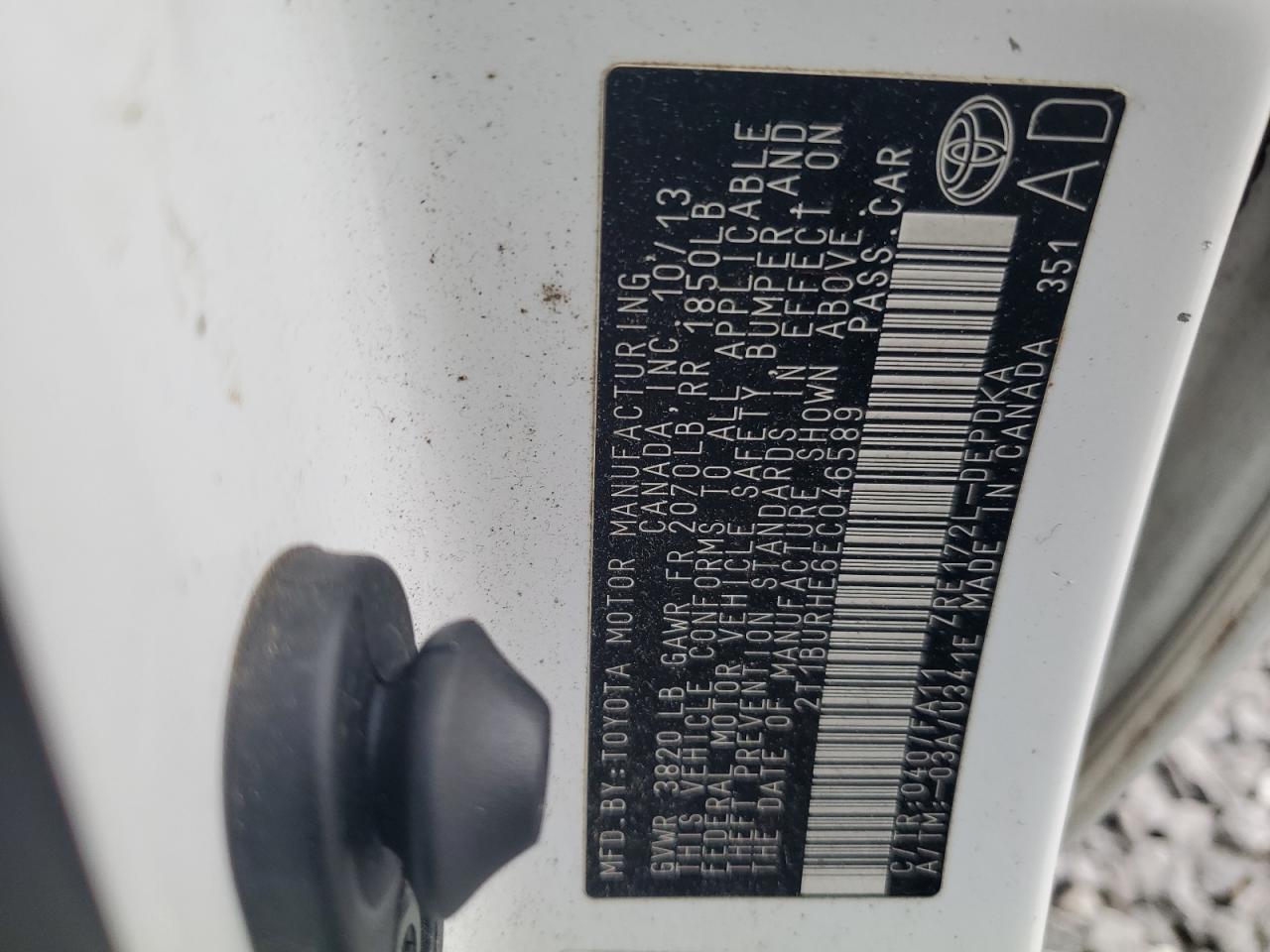 2014 Toyota Corolla VIN 2T1BURHE6EC046589 Copart auction photo, front end damage thumbnail 12