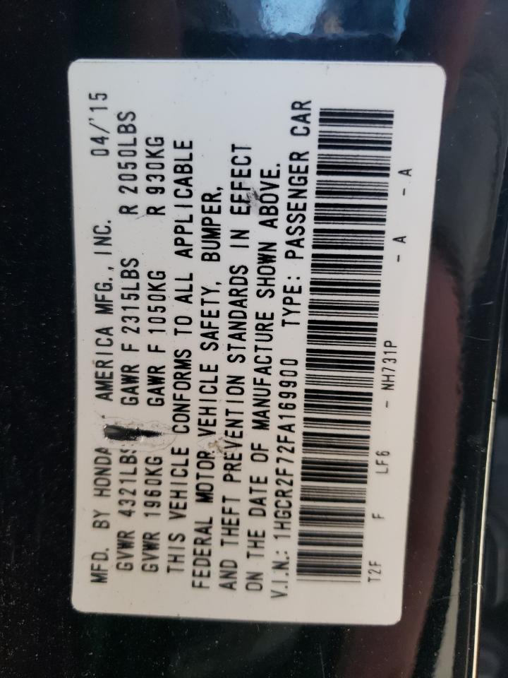 2015 Honda Accord VIN 1HGCR2F72FA169900 Copart auction photo, front end damage thumbnail 12