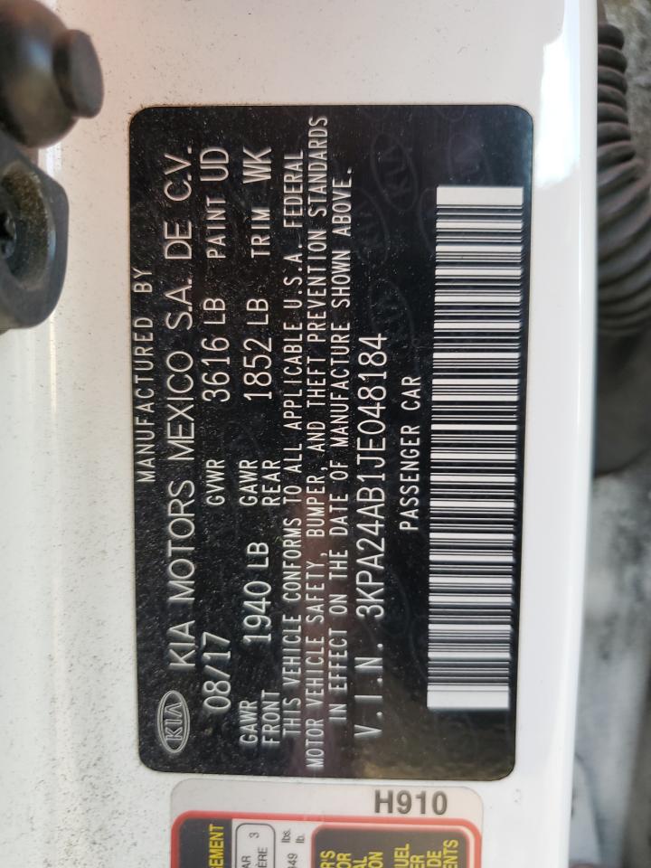 2018 KIA Rio VIN 3KPA24AB1JE048184 Copart auction photo, all over damage thumbnail 14