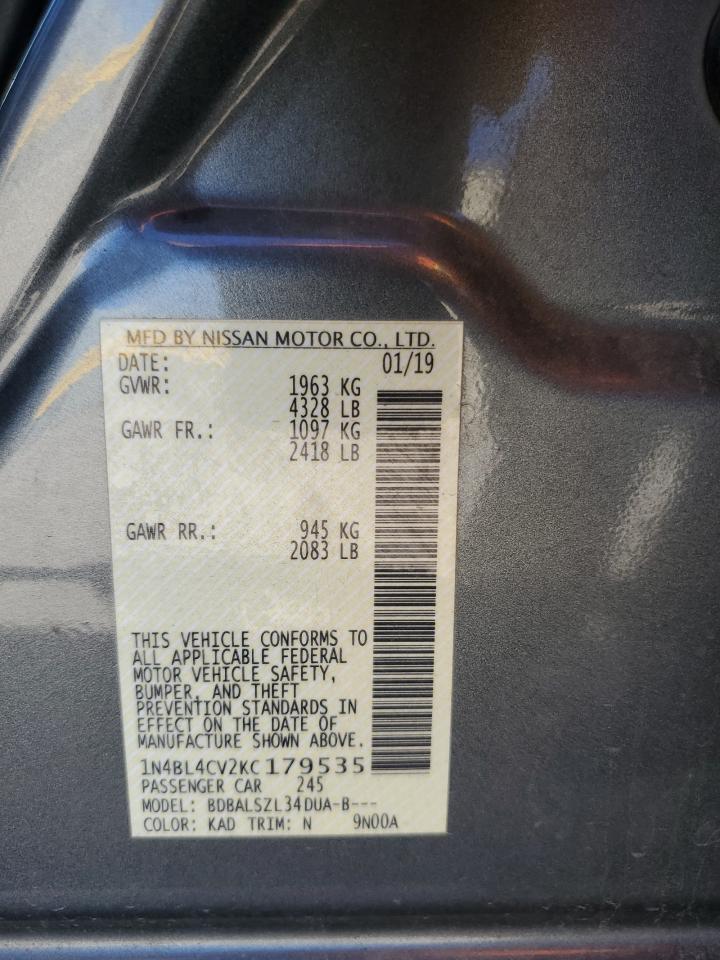 2019 Nissan Altima VIN 1N4BL4CV2KC179535 Copart auction photo, front end damage thumbnail 14