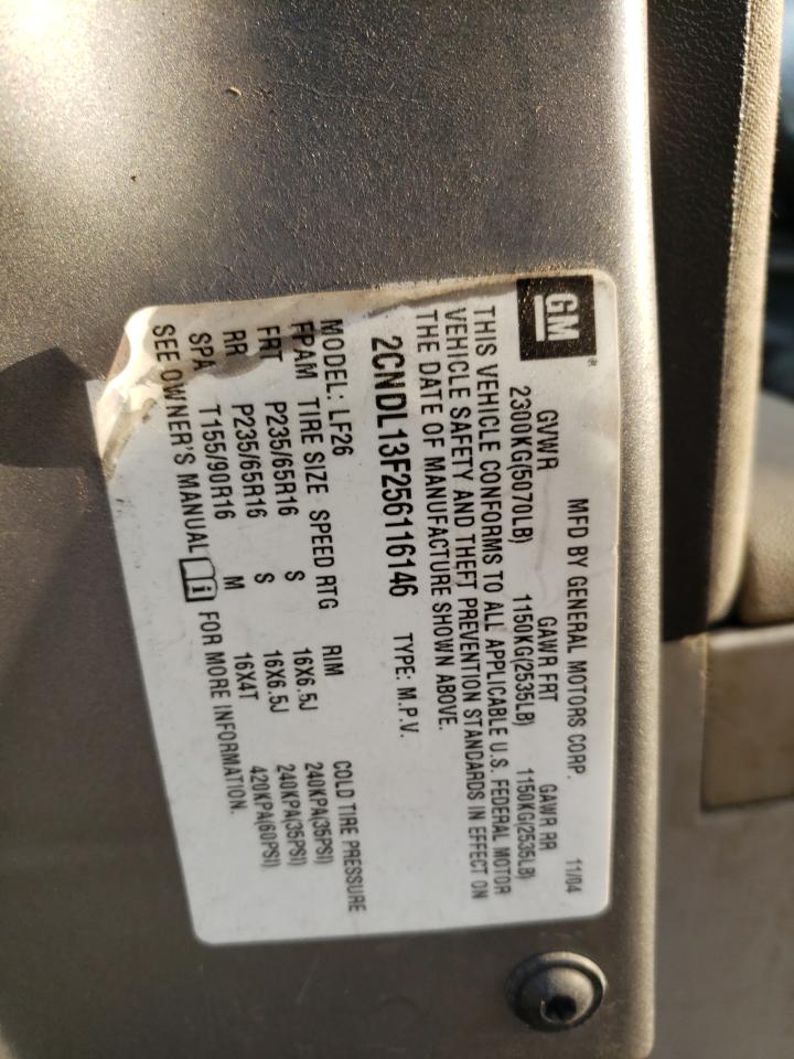 2005 Chevrolet Equinox VIN 2CNDL13F256116146 Copart auction photo, front end damage thumbnail 15