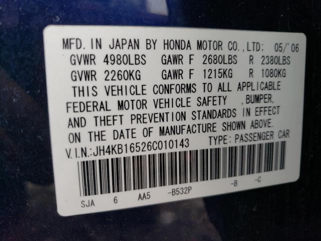 2006 Acura RL VIN JH4KB16526C010143 Copart auction photo, front end / side damage thumbnail 12
