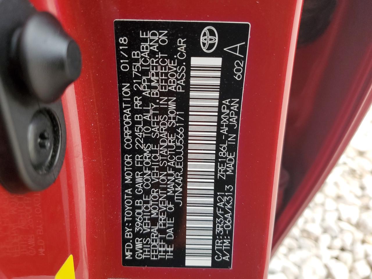 2018 Toyota Corolla VIN JTNKARJE0JJ566171 Copart auction photo, front end damage thumbnail 13