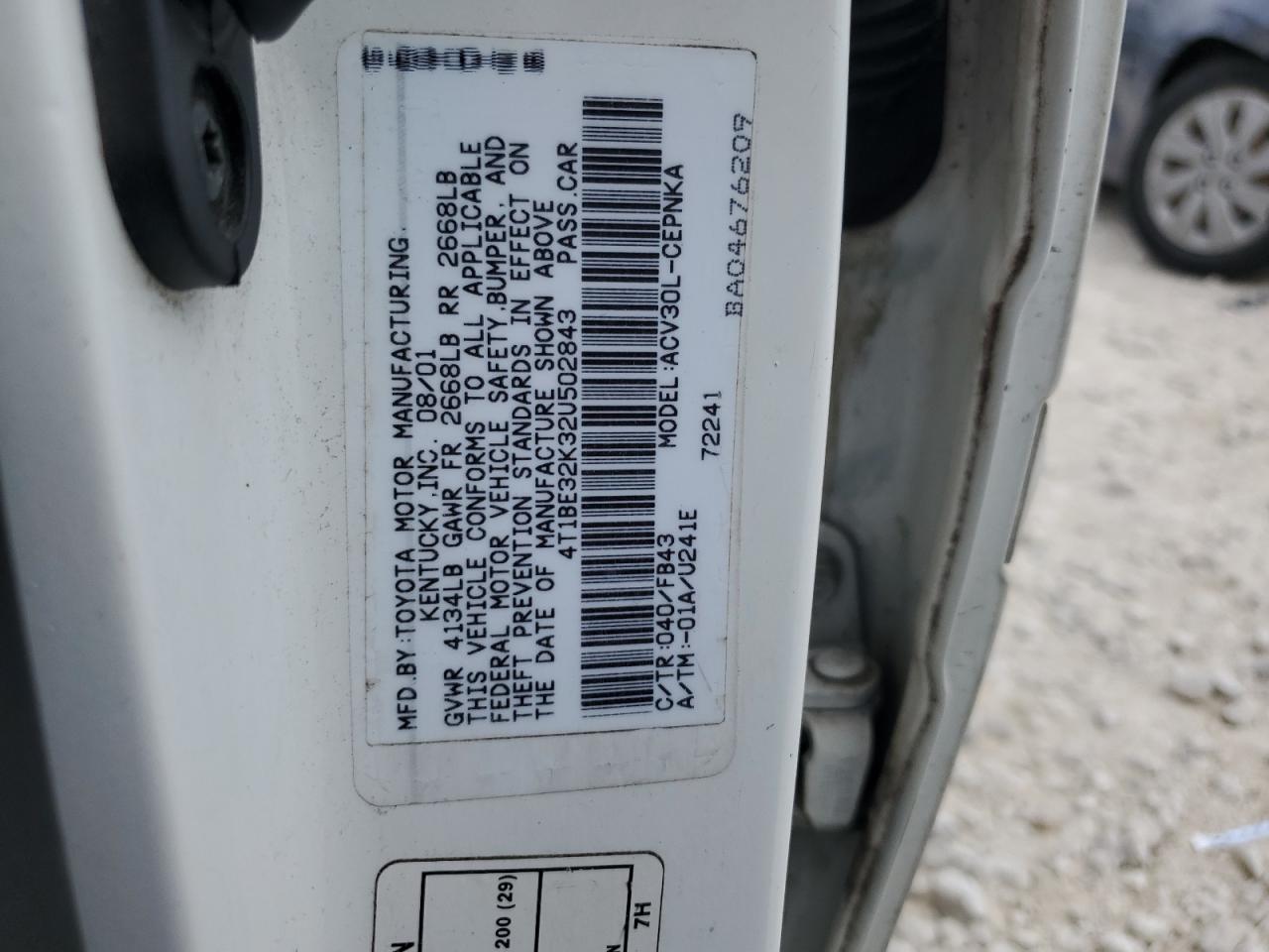 2002 Toyota Camry VIN 4T1BE32K32U502843 Copart auction photo, front end damage thumbnail 12
