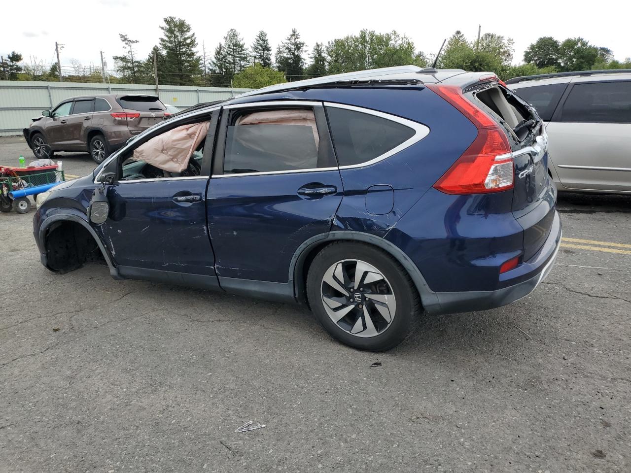 2015 Honda CR-V VIN 5J6RM4H92FL129431 Copart auction photo, rollover damage thumbnail 2