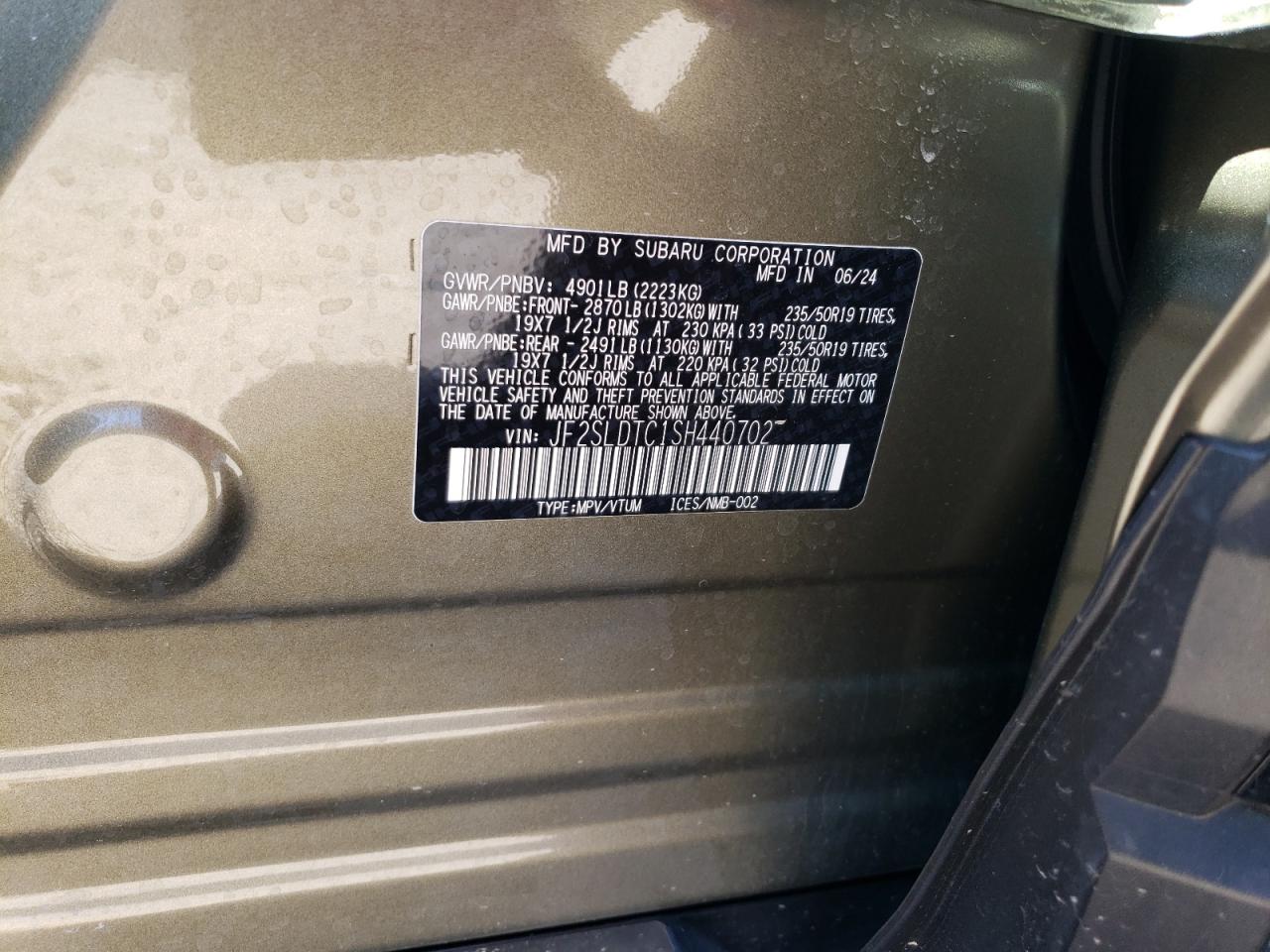 2025 Subaru Forester VIN JF2SLDTC1SH440702 Copart auction photo, front end damage thumbnail 13