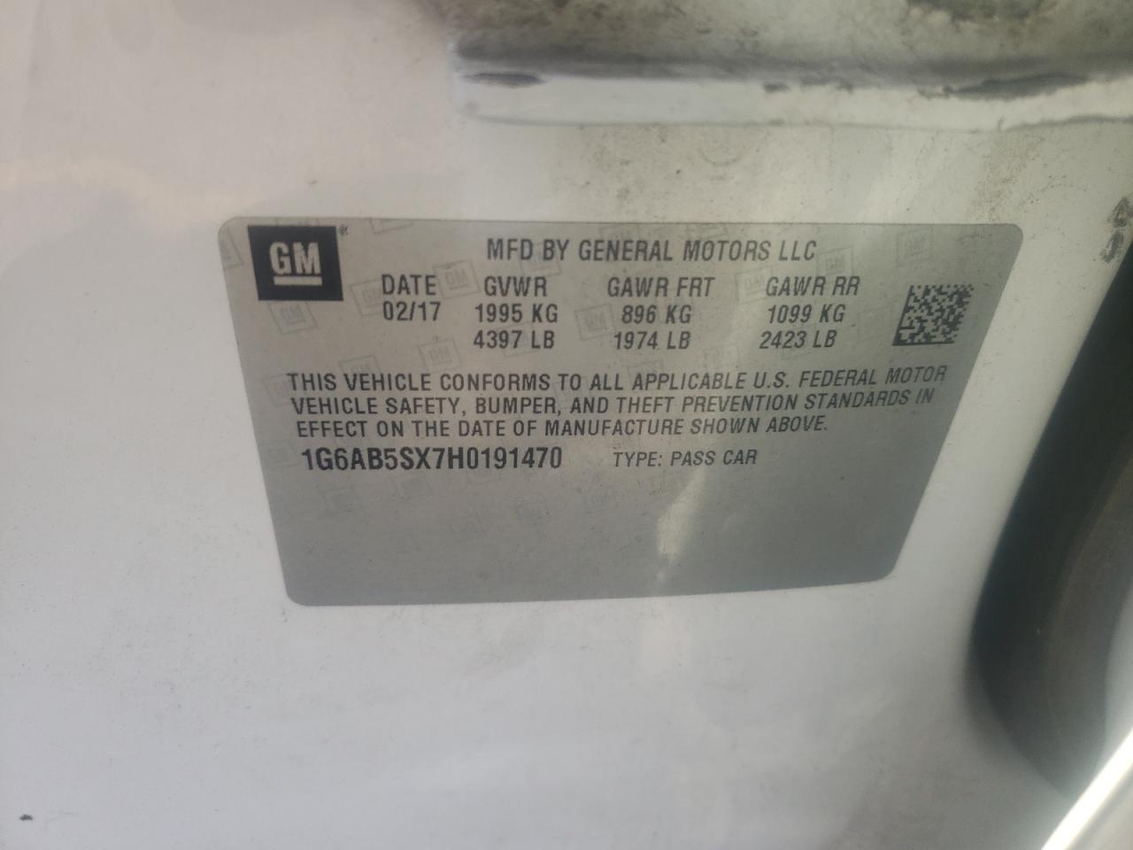 2017 Cadillac ATS VIN 1G6AB5SX7H0191470 Copart auction photo, front end damage thumbnail 12