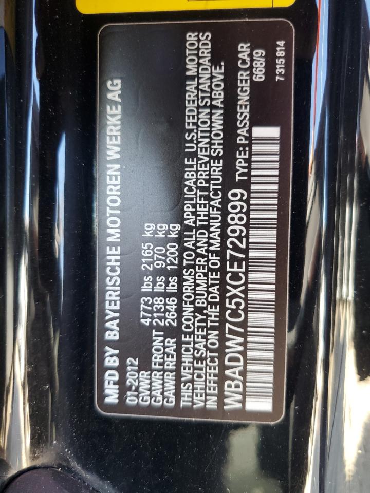 2012 BMW 3er VIN WBADW7C5XCE729899 Copart auction photo, side / rear end damage thumbnail 12