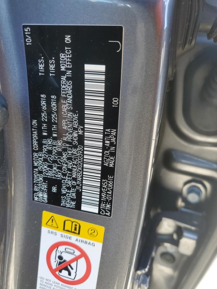 2016 Lexus NX VIN JTJYARBZXG2023930 Copart auction photo, front end damage thumbnail 15
