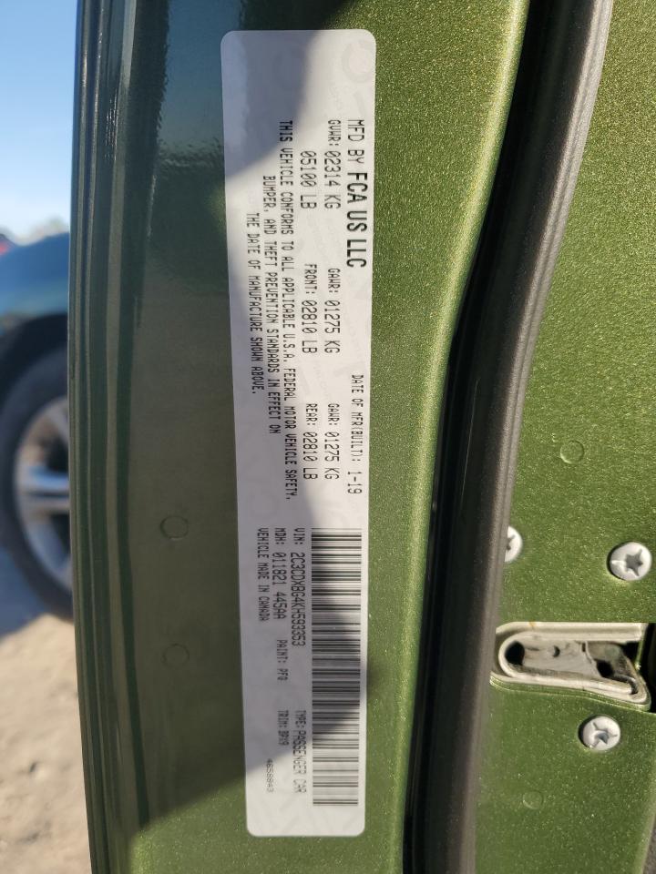 2019 Dodge Charger VIN 2C3CDXBG4KH593353 Copart auction photo, front end / minor dent/scratches damage thumbnail 12