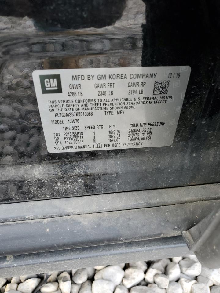 2019 Chevrolet Trax VIN KL7CJMSB7KB813968 Copart auction photo, front end damage thumbnail 13