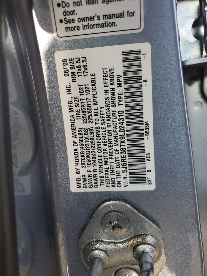 2009 Honda CR-V VIN 5J6RE387X9L024310 Copart auction photo, all over damage thumbnail 13