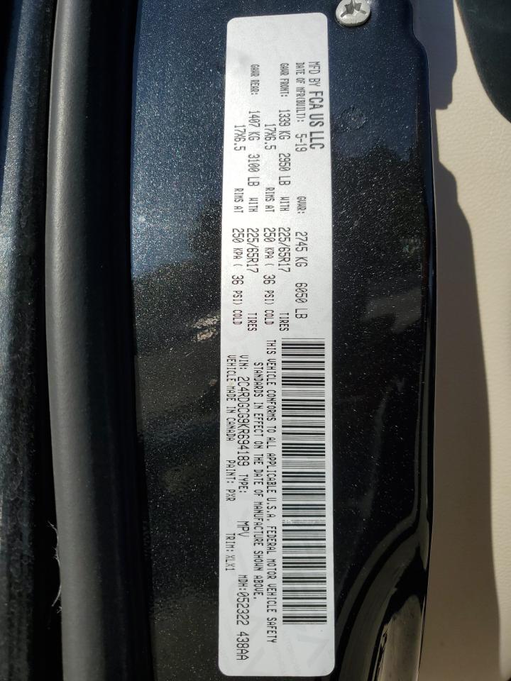2019 Dodge Caravan VIN 2C4RDGCG9KR694189 Copart auction photo, front end / rear end damage thumbnail 16
