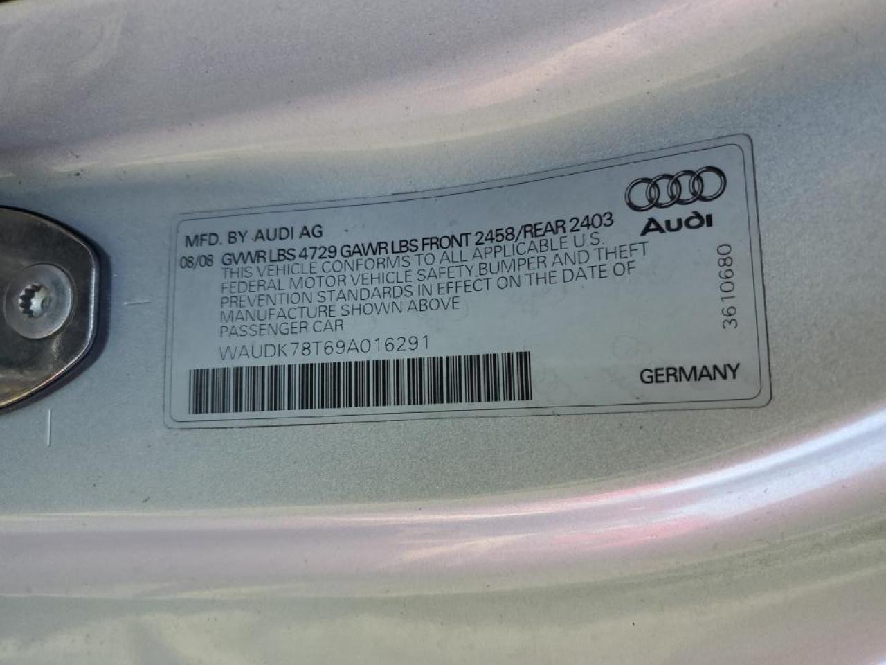 2009 Audi A5 VIN WAUDK78T69A016291 Copart auction photo, front end damage thumbnail 12