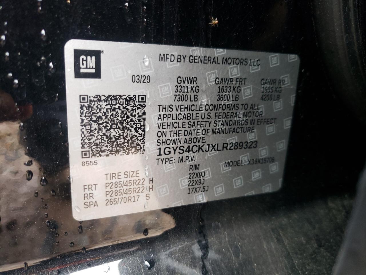 2020 Cadillac Escalade VIN 1GYS4CKJXLR289323 Copart auction photo, front end damage thumbnail 15