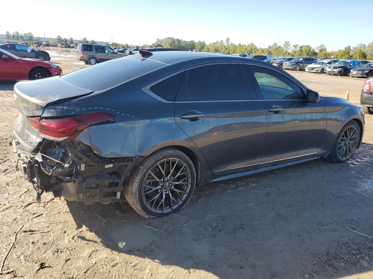 2018 Genesis G80 VIN KMHGN4JB5JU219162 Copart auction photo, rear end damage thumbnail 3