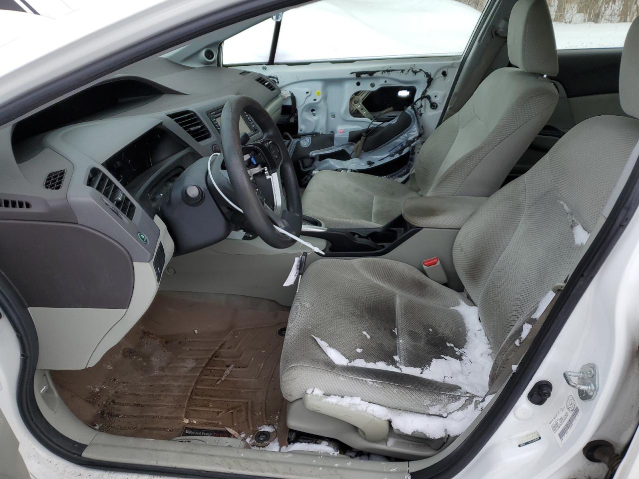 2012 Honda Civic VIN JHMFB4F20CS800289 Copart auction photo, front end / stripped damage thumbnail 7