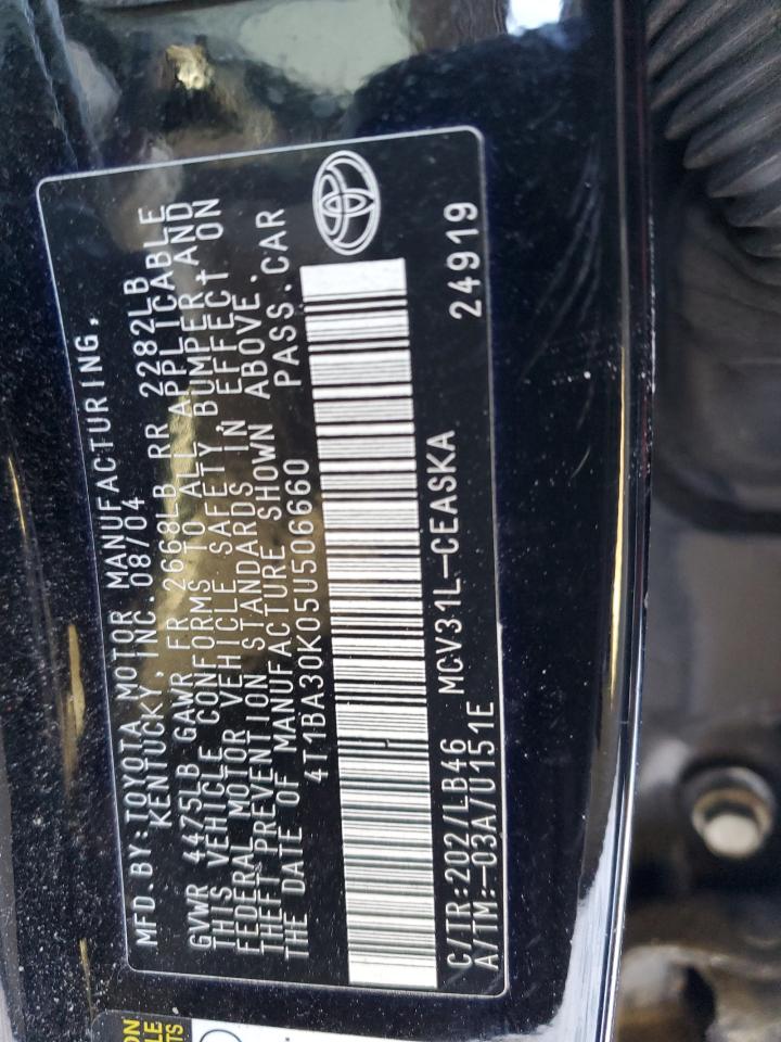 2005 Toyota Camry VIN 4T1BA30K05U506660 Copart auction photo, front end damage thumbnail 12