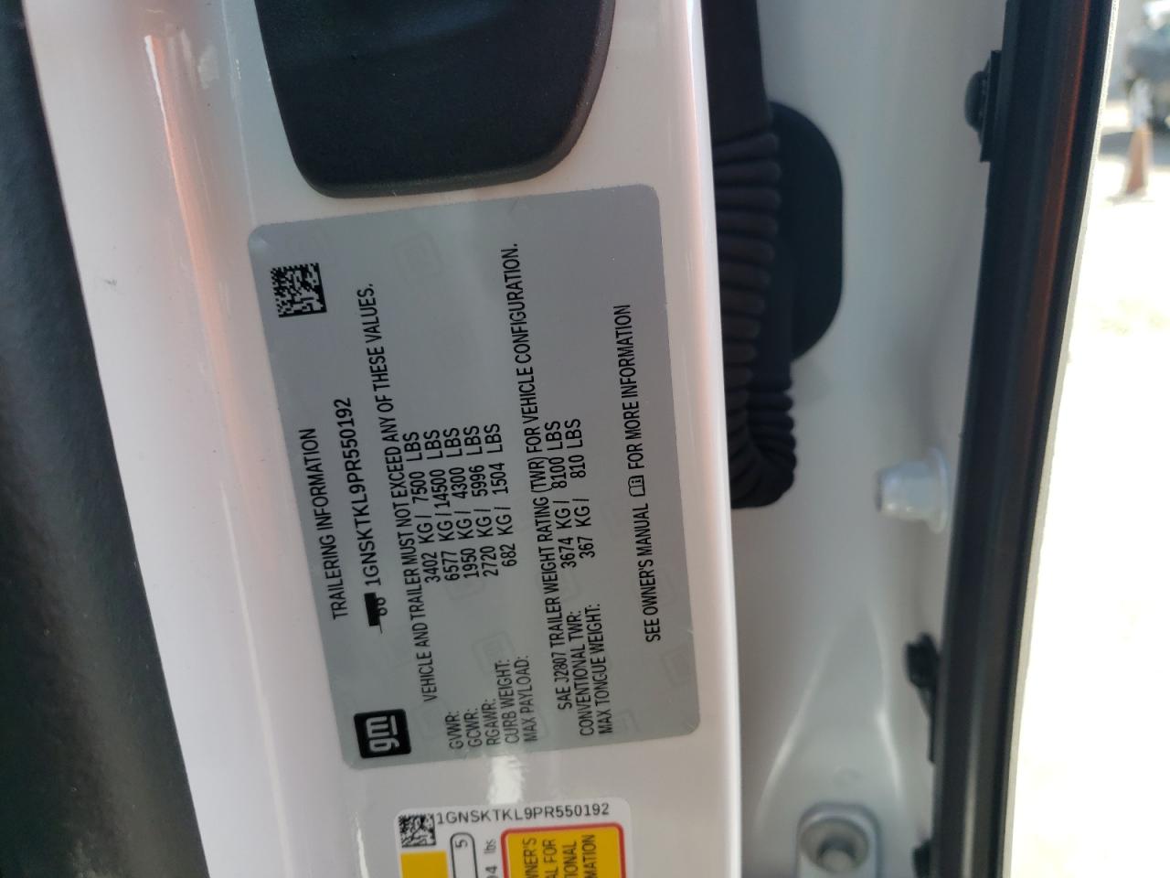2023 Chevrolet Tahoe VIN 1GNSKTKL9PR550192 Copart auction photo, front end damage thumbnail 16