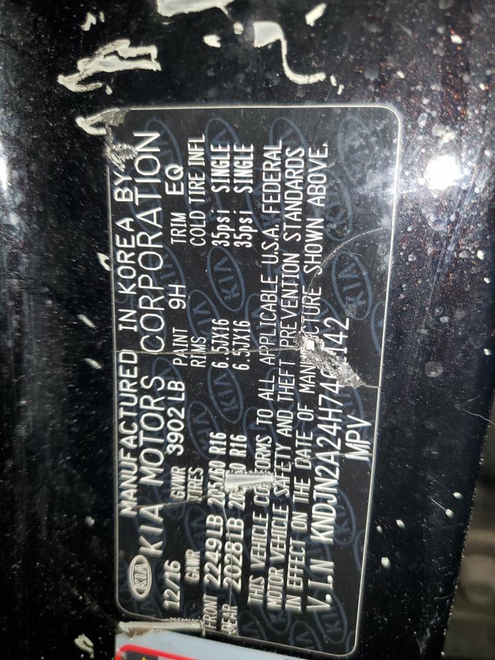 2017 KIA Soul VIN KNDJN2A24H7461142 Copart auction photo, rear end damage thumbnail 13