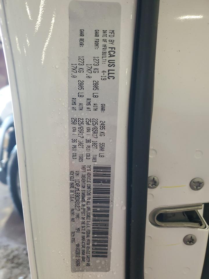 2019 Jeep Grand Cherokee VIN 1C4PJMLB3KD431217 Copart auction photo, front end damage thumbnail 13