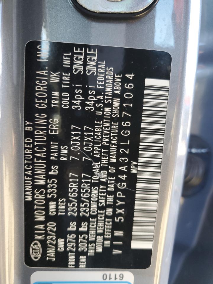 2020 KIA Sorento VIN 5XYPG4A32LG671064 Copart auction photo, rear end damage thumbnail 13