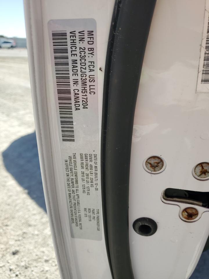 2021 Dodge Challenger VIN 2C3CDZJG3MH517204 Copart auction photo, water/flood damage thumbnail 13