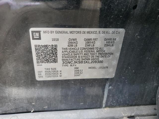 2019 Chevrolet Trax VIN 3GNCJKSB1KL209300 Copart auction photo, side / front end damage thumbnail 13