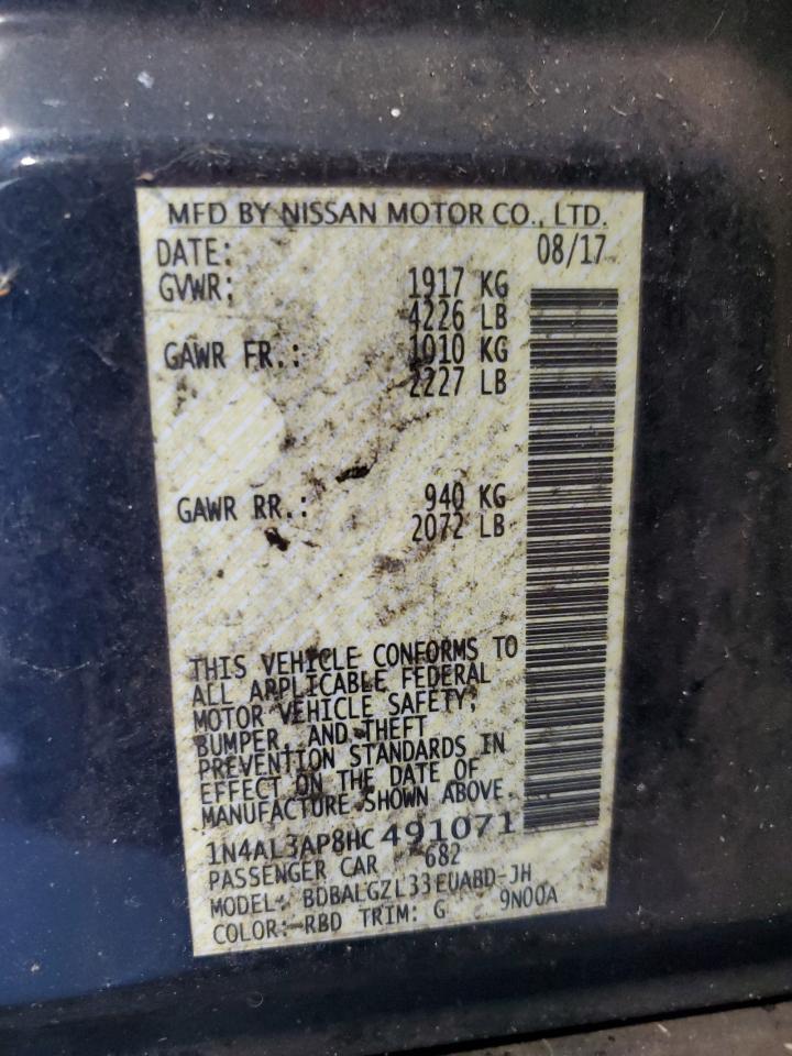 2017 Nissan Altima VIN 1N4AL3AP8HC491071 Copart auction photo, rear end damage thumbnail 13