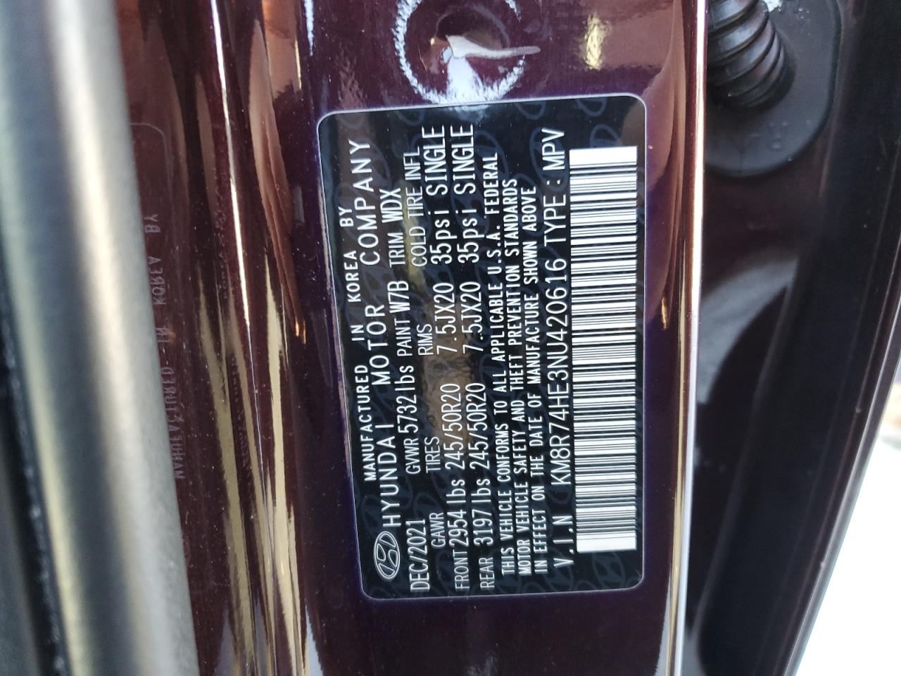 2022 Hyundai Palisade VIN KM8R74HE3NU420616 Copart auction photo, front end damage thumbnail 15