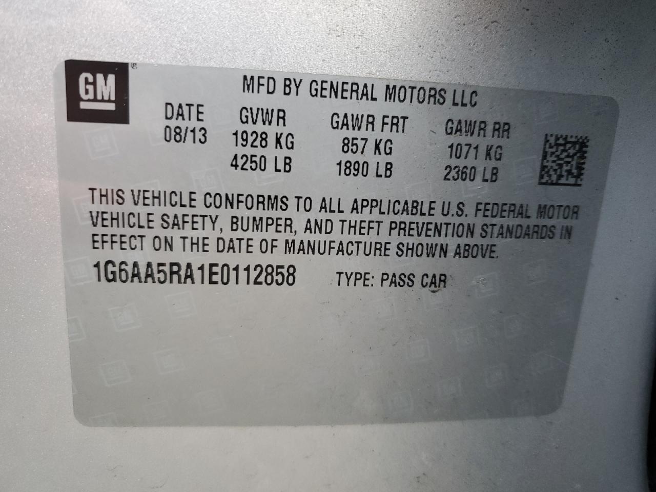 2014 Cadillac ATS VIN 1G6AA5RA1E0112858 Copart auction photo, front end damage thumbnail 12