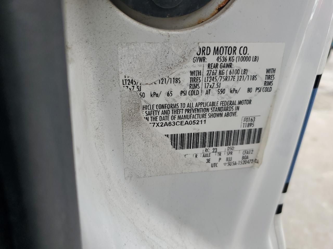 2012 Ford F250 VIN 1FT7X2A63CEA05211 Copart auction photo, front end damage thumbnail 12