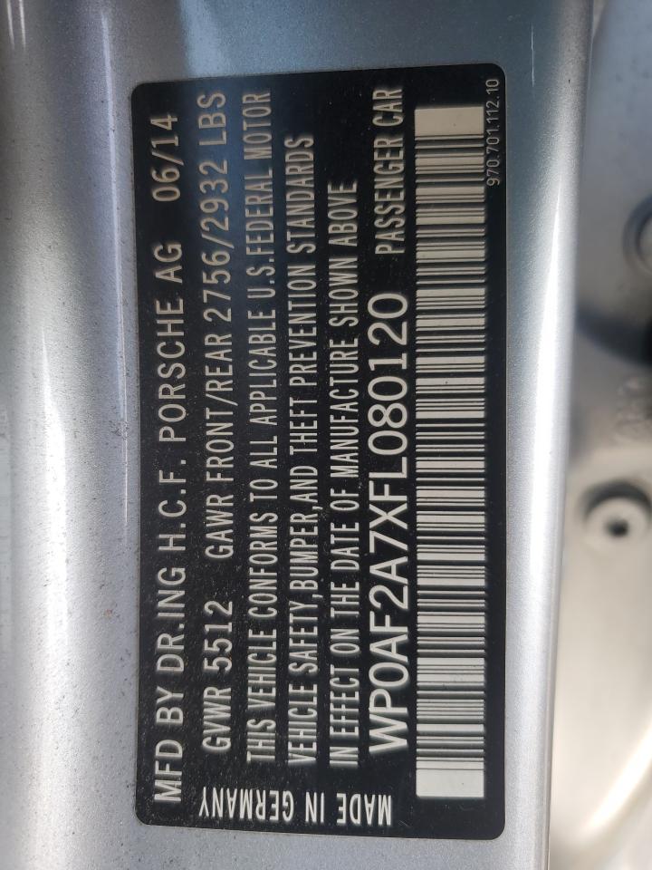 2015 Porsche Panamera VIN WP0AF2A7XFL080120 Copart auction photo, front end damage thumbnail 12