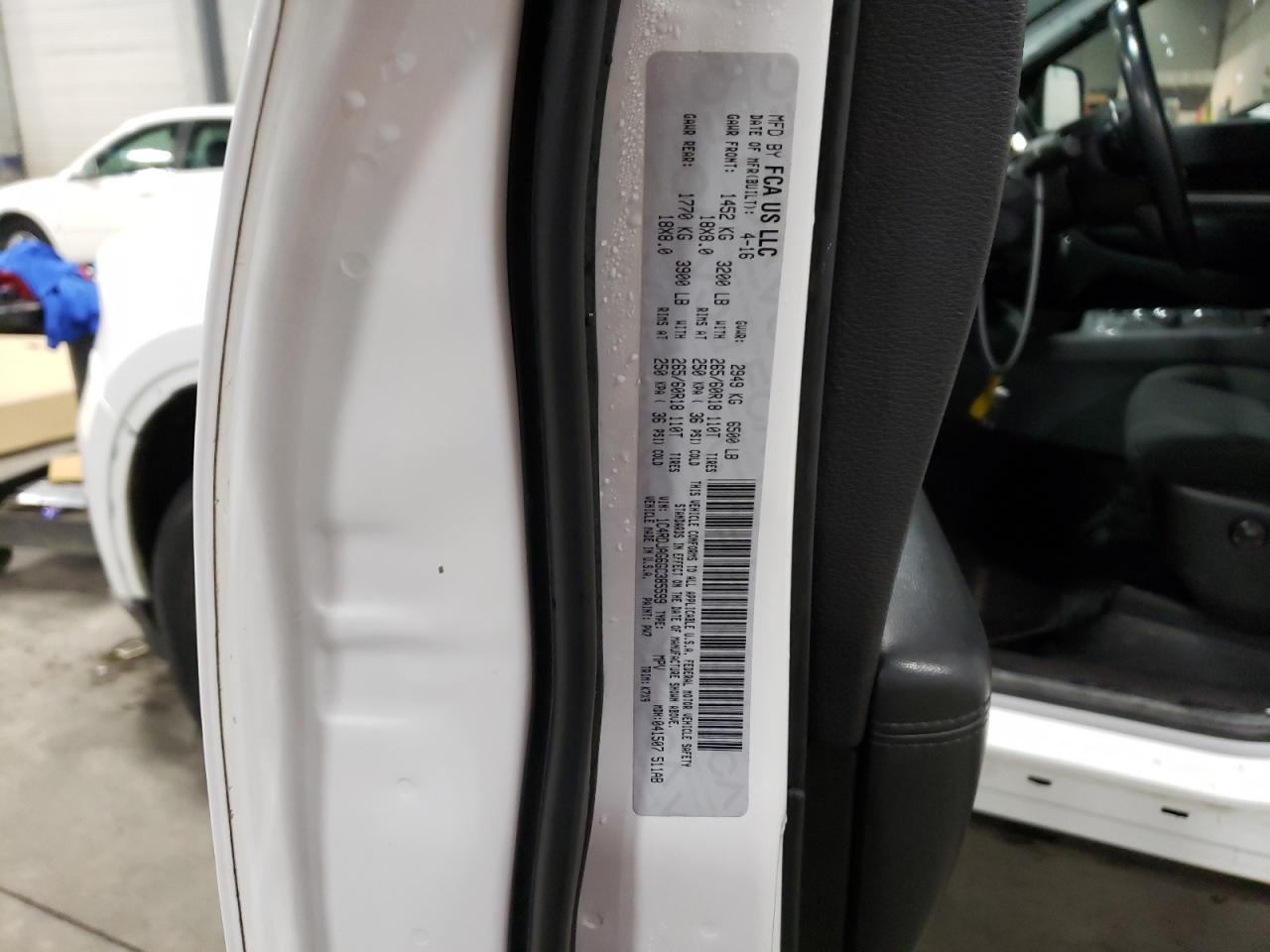 2016 Dodge Durango VIN 1C4RDJAG6GC385599 Copart auction photo, hail damage thumbnail 15