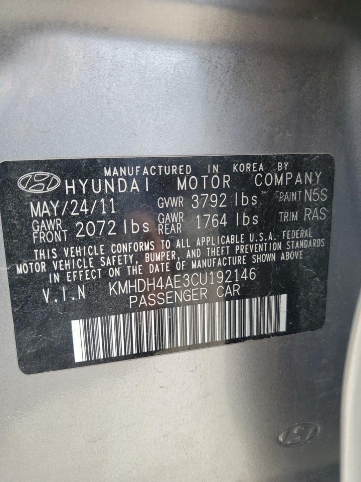 2012 Hyundai Elantra VIN KMHDH4AE3CU192146 Copart auction photo, front end / rear end damage thumbnail 12