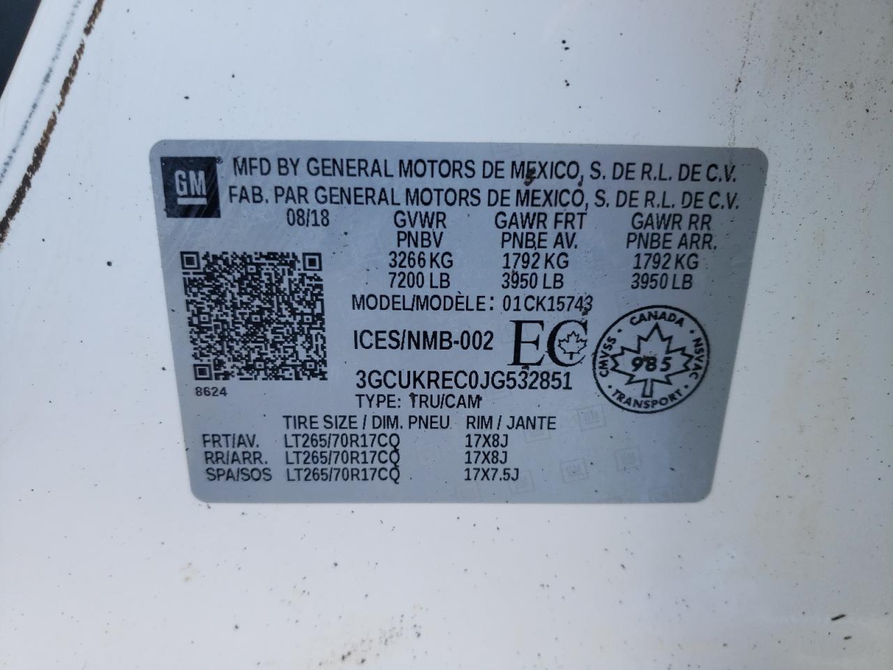 2018 Chevrolet Silverado VIN 3GCUKREC0JG532851 Copart auction photo, mechanical / front end damage thumbnail 10