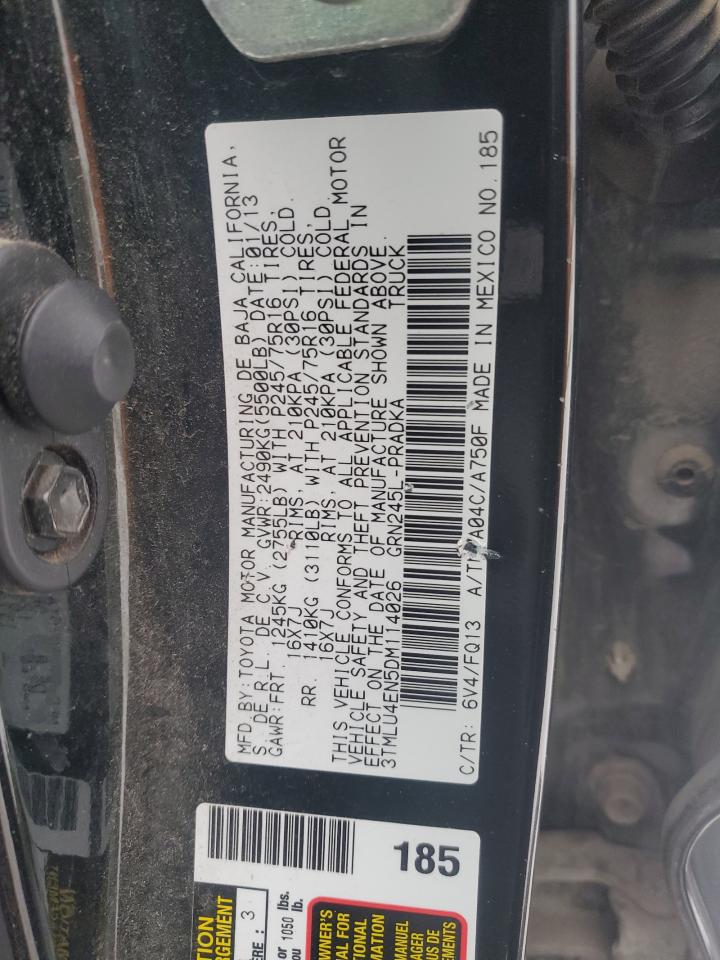 2013 Toyota Tacoma VIN 3TMLU4EN5DM114026 Copart auction photo, front end / minor dent/scratches damage thumbnail 14