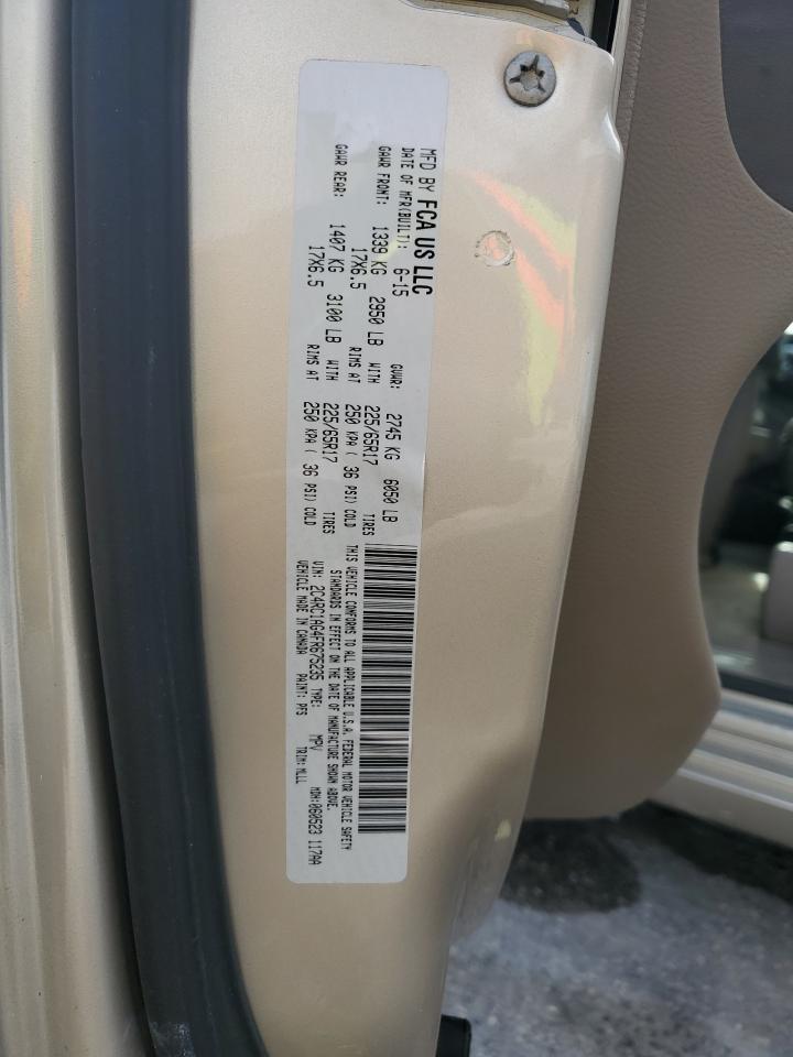 2015 Chrysler Town & Country VIN 2C4RC1AG4FR675235 Copart auction photo, water/flood damage thumbnail 14