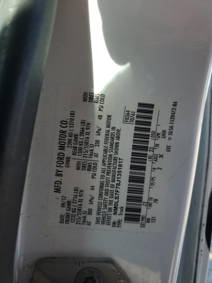 2018 Ford Transit VIN NM0LS7F78J1351817 Copart auction photo, front end / minor dent/scratches damage thumbnail 13