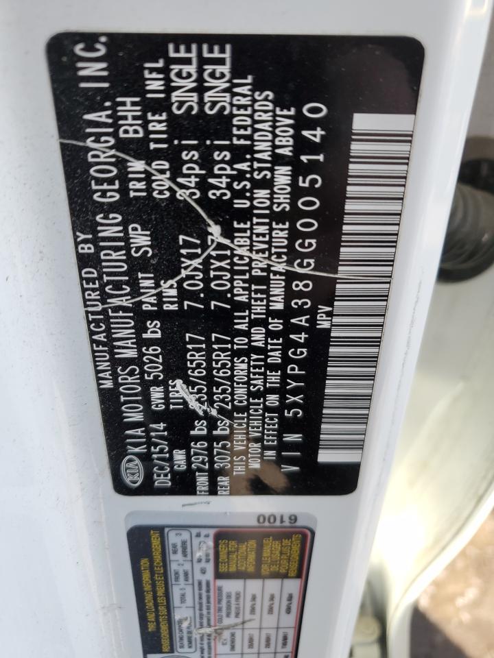 2016 KIA Sorento VIN 5XYPG4A38GG005140 Copart auction photo, minor dent/scratches damage thumbnail 13