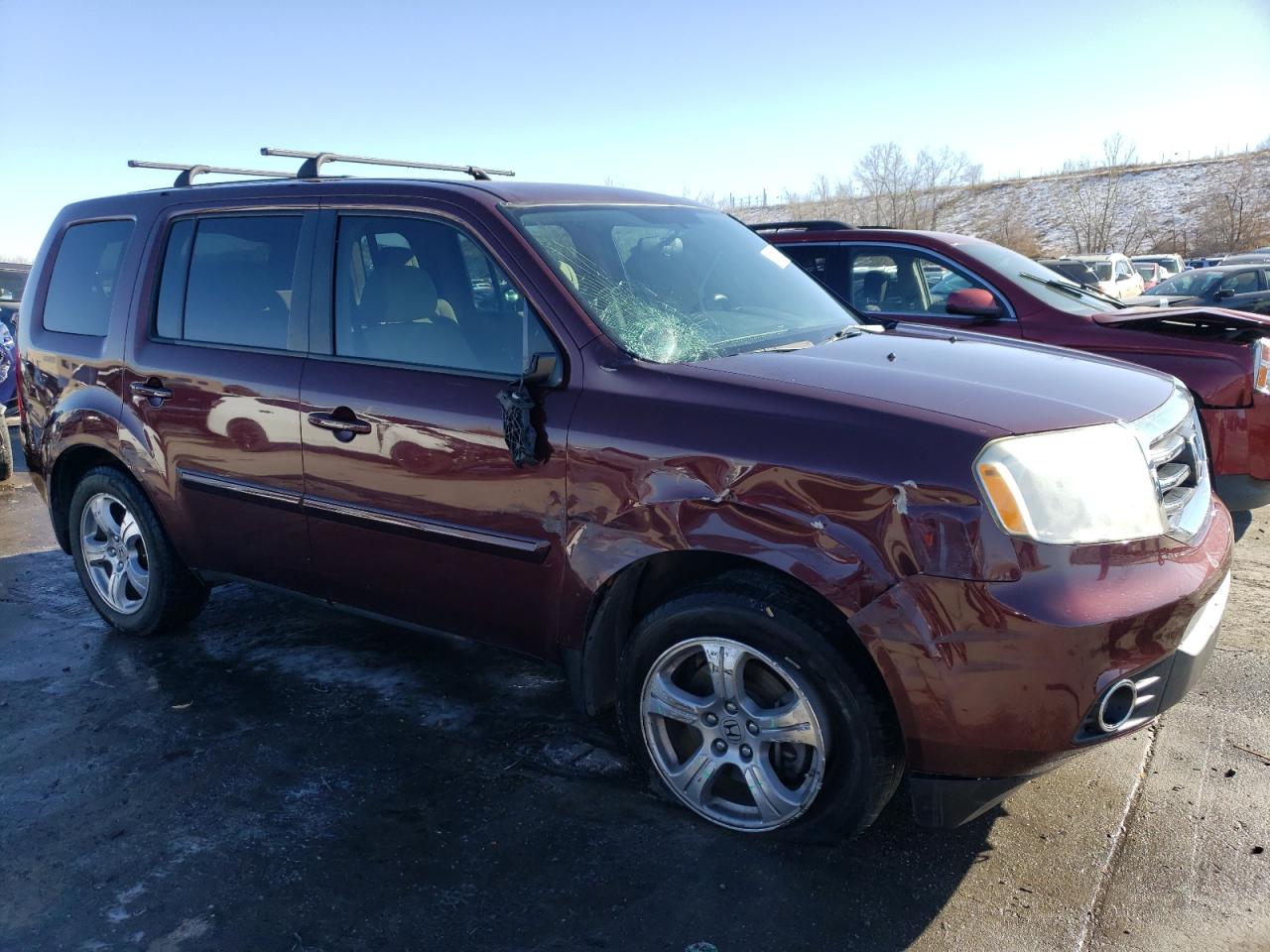 2014 Honda Pilot VIN 5FNYF4H49EB009742 Copart auction photo, front end / side damage thumbnail 4