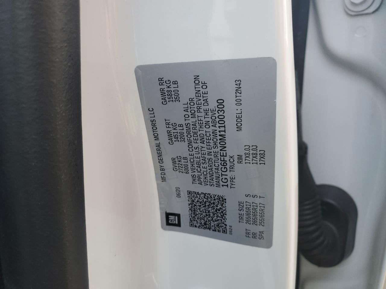 2021 GMC Canyon VIN 1GTG6FEN0M1100300 Copart auction photo, rear end damage thumbnail 12