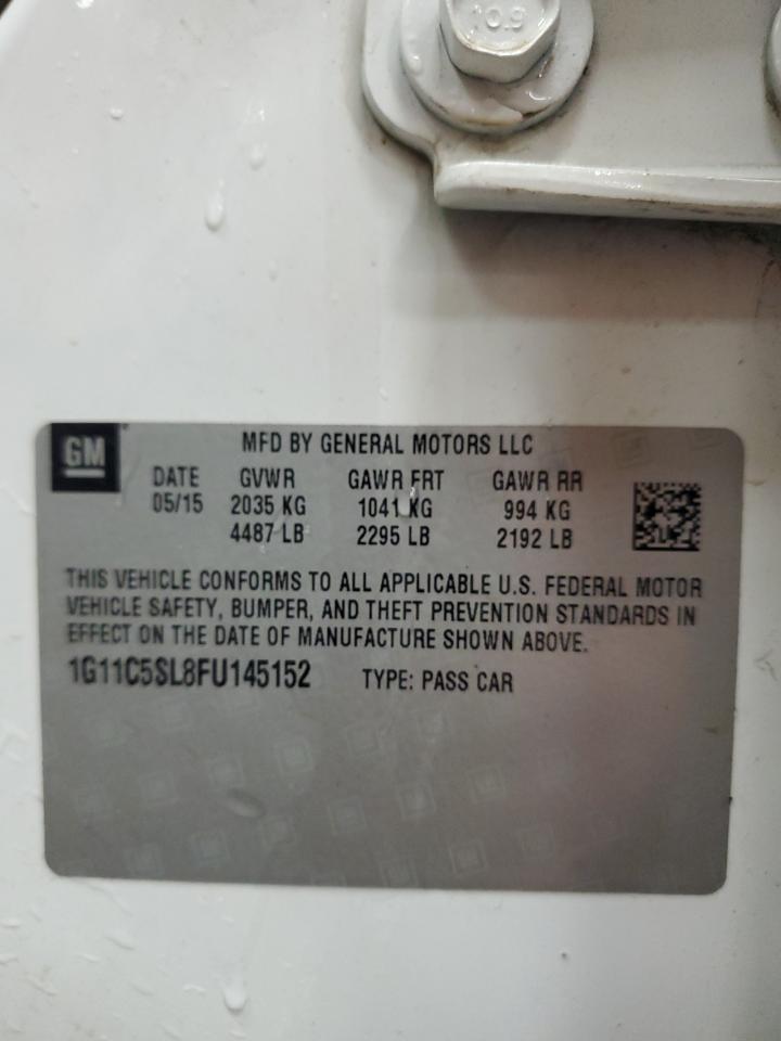 2015 Chevrolet Malibu VIN 1G11C5SL8FU145152 Copart auction photo, rear end / side damage thumbnail 12