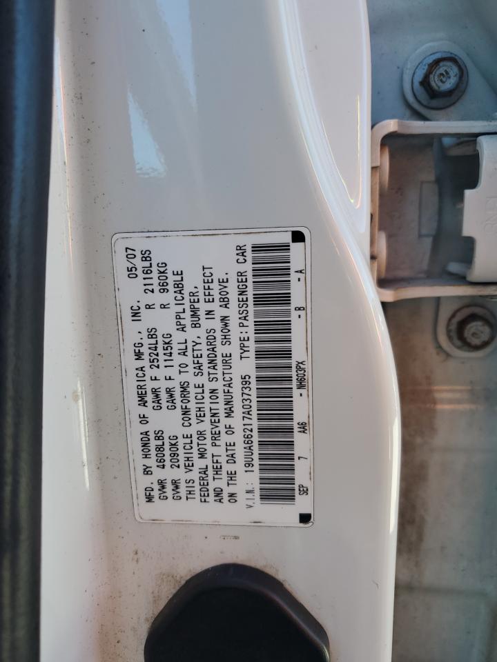 2007 Acura TL VIN 19UUA66217A037395 Copart auction photo, front end damage thumbnail 13